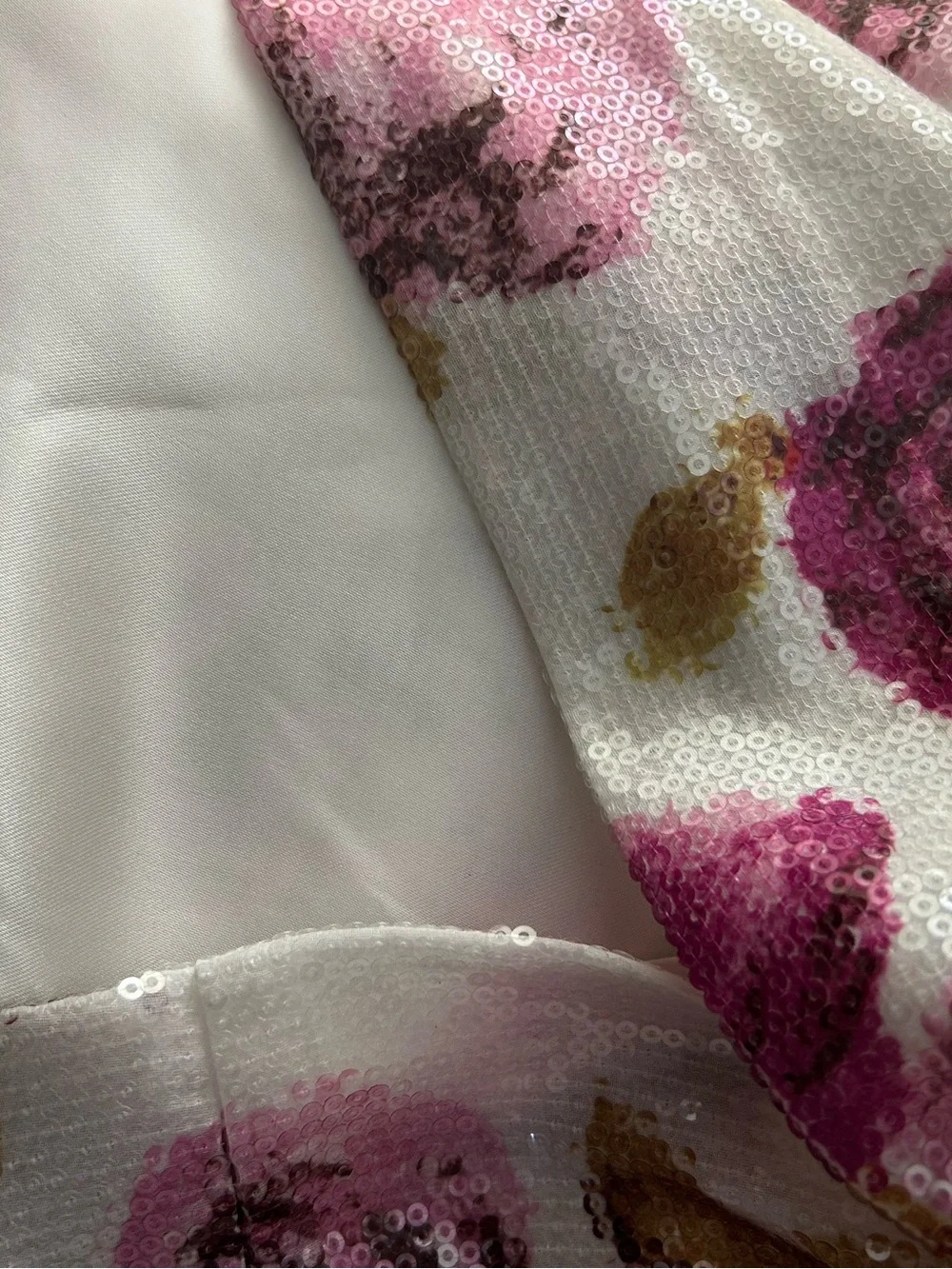 kate spade Sequins White Pencil Skirt with Pink and Berry Floral Print